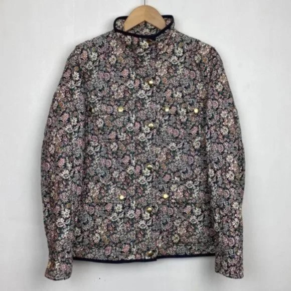 J.Crew x Liberty S Quilted Downtown Field Jacket Floral White Garden Print - Picture 4 of 12